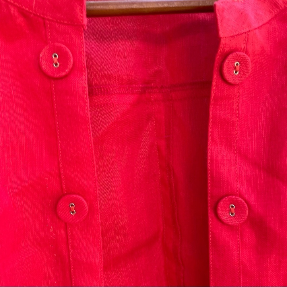 MULTIPLES Women’s Red Linen Open Front Lightweight Jacket Blazer Size Small - Picture 6 of 12
